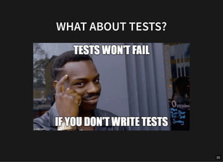 WHAT ABOUT TESTS?
25
 