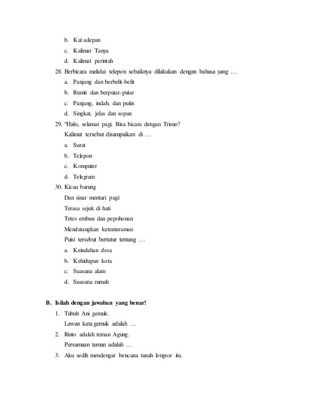 Bahasa Indonesia Kelas 3 Bahasa Indonesia Kelas 3