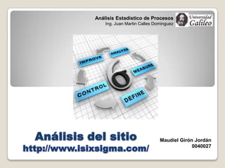 Análisis Estadístico de Procesos
    Ing. Juan Martin Calles Dominguez




                              Maudiel Girón Jordán
                                           0040027
 