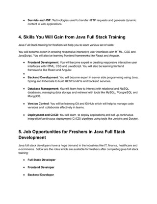 Is Java Full Stack Training in Bangalore Useful for Freshers. | PDF