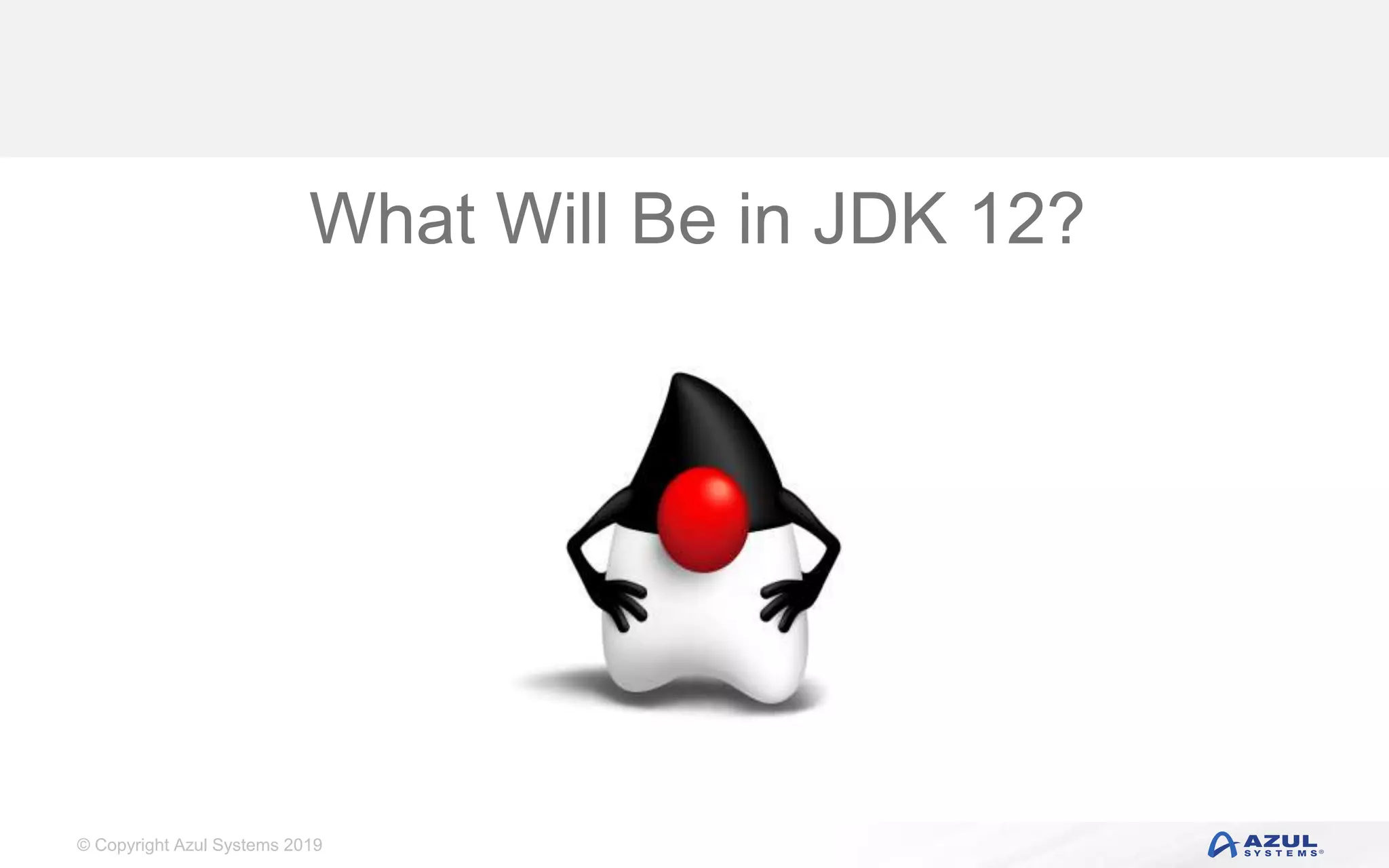 © Copyright Azul Systems 2019
What Will Be in JDK 12?
 