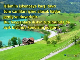 İslâm'ın işkenceye karşı tavrı
tüm canlıları içine alacak kadar
geniş ve duyarlıdır.
Bu, hayvanlara ilişkin tutumunda da
açık biçimde kendisini gösterir.
54
 