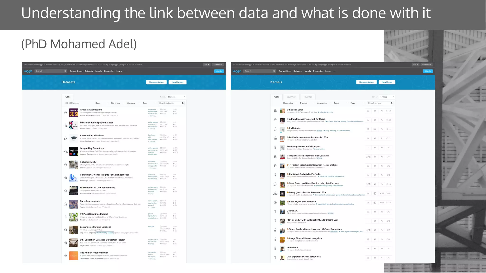 Understanding the link between data and what is done with it
(PhD Mohamed Adel)
 