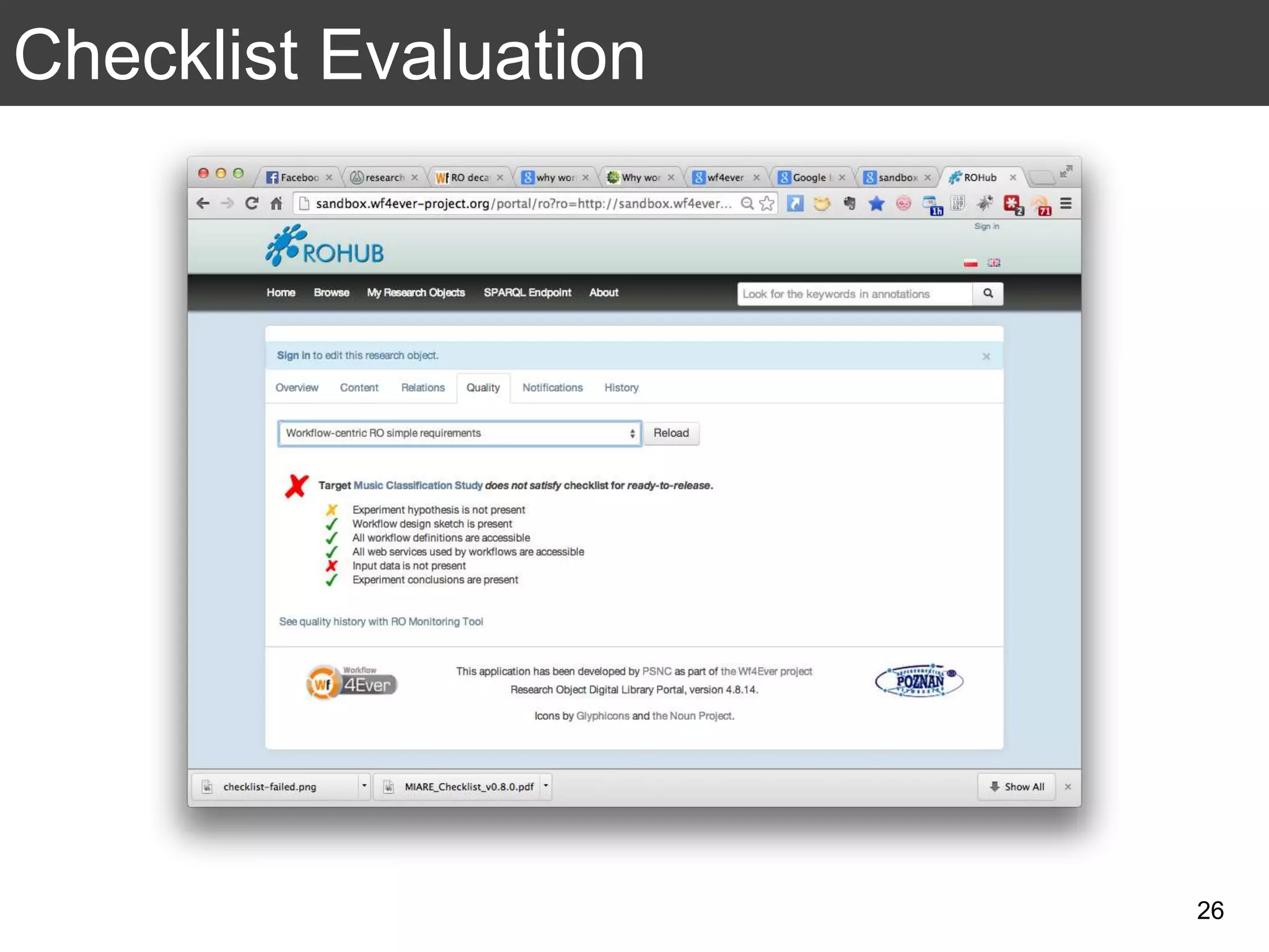 Checklist Evaluation
26
 