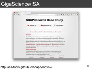 GigaScience/ISA
35
http://isa-tools.github.io/soapdenovo2/
 
