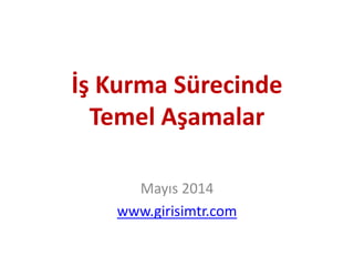 İş Kurma Sürecinde
Temel Aşamalar
Mayıs 2014
www.girisimtr.com
 