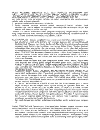 KAJIAN AKADEMIS: BENARKAH ISLAM ALAT PENIPUAN, PEMBODOHAN DAN
PENJAJAHAN (3P) BANGSA ARAB TERHADAP BANGSA LAIN? LALU MENGAPA KITA NON
MUSLIM WAJIB AKTIF MEMBANTU MENYADARKAN MUSLIM TENTANG 3P INI?
Mari mulai dengan cerita perumpaan narkoba, bila dalam keluarga kita ada yang kecanduan
narkoba maka tentu saja kita wajib:
1. Menyadarkan betapa berbahayanya narkoba itu.
2. Semua anggota keluarga tentunya sangat menyayangi korban narkoba, tidak
membencinya; semua anggota keluarga ingin membuang narkoba ketempat sampah agar
narkoba tidak meracuni korban baru lagi.
Demikian pula bila ada manusia Indonesia yang mabok kepayang dengan budaya dan agama
asing sampai lupa diri, maka kita wajib mengingatkan saudara kandung kita sesama anak ibu
Pertiwi akan sifat ajaran Muhammad (M) yang BERWAJAH 3P:
WAJAH PENIPUAN – Sesuatu yang tidak benar secara sadar dibenarkan, sebagai contoh :
- Dua ratus tahun setelah wafat Qathem, oleh beberapa pujangga dan ulama politikus Arab
diterbitkan kitab Alqouran (Aq), Hadits dan Sunnah. Nama Muhammad dimunculkan sebagai
pengganti nama Qathem dan keyakinan yang semula bidah Kristen “disulap dijadikan”
berkeyakinan Islam atau bahkan diangkat sebagai Nabi dan pendiri Islam; jadi Muhammad
bukan lagi berkeyakinan bidah Kristen (Nasrani). Dengan demikian Muhammad dan Alqouran
adalah OBYEK VIRTUAL karangan pujangga dan ulama politikus Arab. Pengarang Aq bukan
saksi mata, sumber pustaka berupa tulisan tidak ada, hanya berbasis menurut cerita si A, si
B, si C, sangat tidak valid, dan kitab Aq asli tidak diketemukan (mirip Surat Perintah 11
Maret/SUPERSEMAR).
- Alqouran adalah buku carut marut dan campur aduk ajaran Yahudi, Kristen, Pagan Arab,
cerita legenda dan ideologi politik bangsa Arab.Oleh pakar Islam, Aloquran dianggap
“Garbage in Garbage Out” alias berisi sampah mengingat banyak ditemukan salah urut, salah
kutip, kontradiksi dan inkonsistensi; kesalahan ini disembunyikan lewat bahasa Arab yang
tidak sempurna saat itu.
- ALLOH SWT BUKAN TUHAN UNIVERSAL, MELAINKAN TUHAN KHAS BANGSA ARAB,
karena: Alloh swt beragama Islam (Tuhan tidak mungkin beragama), berbudaya Arab dan
hanya mampu berbahasa Arab serta mengkafirkan ajaran diluar bangsa Arab! Alloh
Muhammad dan batu hitam Kaabah adalah TRITUNGGAL ALA ARAB YANG WAJIB
DISEMBAH DAN DIMULIAKAN, ibadat harus mengarah ke batu kabah Mekah, Muslim wajib
bertamu ke rumah Alloh di Mekah!
- ALLOH SWT MENCIPTAKAN KONSEP AGAMA POLITIK BISNIS bersatu padu – urusan
negara dicampur adukan dengan urusan agama, strategi ini dijalankan lewat POLITIK
IDENTITAS ISLAM, SATU IDEOLOGI ISLAM MENJELMA MENJADI BANYAK PARTAI.
Adalah tidak masuk akal dan konyol ada tuhan yang mempunyai visi misi negara Khalifah
yang berbasis hukum Syariah yang dibuat oleh ulama politisi Arab jaman jahiliah dan dicapai
lewat politik identitas. Hukum Syariah, milik politikus Bangsa Arab abad 7, ingin mengontrol
dan mengatur segenap aspek kehidupan, dari jasmani misal berpakaian berjanggut
bersetubuh sampai dengan berpikir dan berbisnis.
- Dan masih banyak lagi, silahkan anda bisa menambahkan sendiri tentang kasus penipuan
ini.
WAJAH PEMBODOHAN: Sesuatu yang tidak benar/palsu diajarkan sebagai kebenaran lewat
sistem informasi dan pendidikan yang memaksa dan menghafal, sebagai gambaran:
- STRATEGI PENGUASAAN INFORMASI, INFORMASI BERULANG DAN BOM NUKLIR
INFORMASI. Dominasi dalam yudikatip: Islam melegetimasikan kekuasaanya dibidang sistim
informasi, sistem pendidikan, dst. Henry kissinger, mantan menlu AS, mengatakan: “barang
siapa mendominasi sistim informasi publik maka akan menang dalam pertarungan politik”.
 