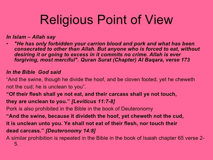 Islam And Consumptiont Of Pig Meat