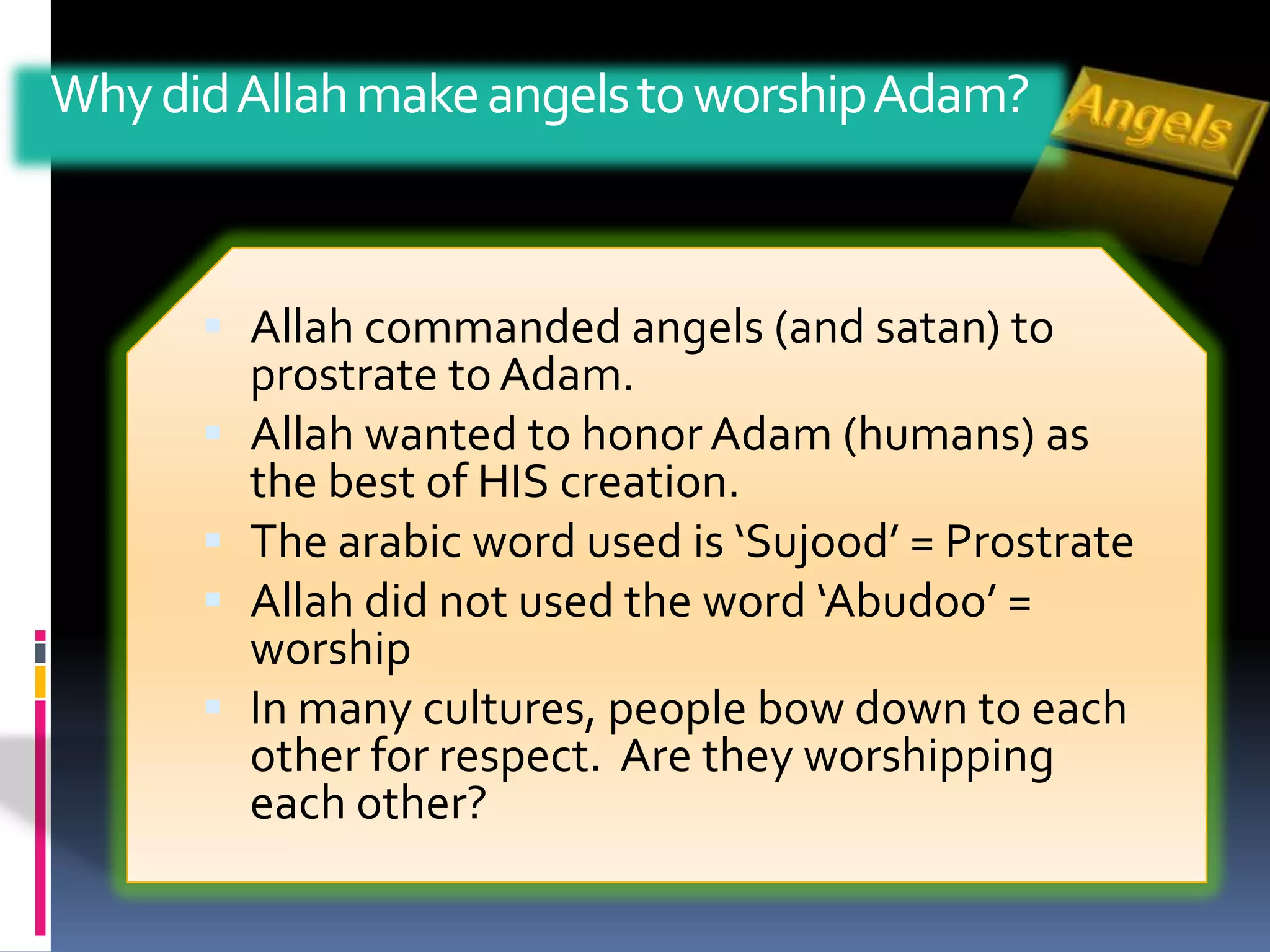 ‘You Alone we worship and You alone we seek for help’ (Quran 1:5)Allah Begets not, nor is begottenAnd they say: Allah has begotten a son. Glory be to Him. Nay, to Him belongs all that is in the heavens and on earth, and all surrender with obedience (in worship) to Him. (Quran 2:116)