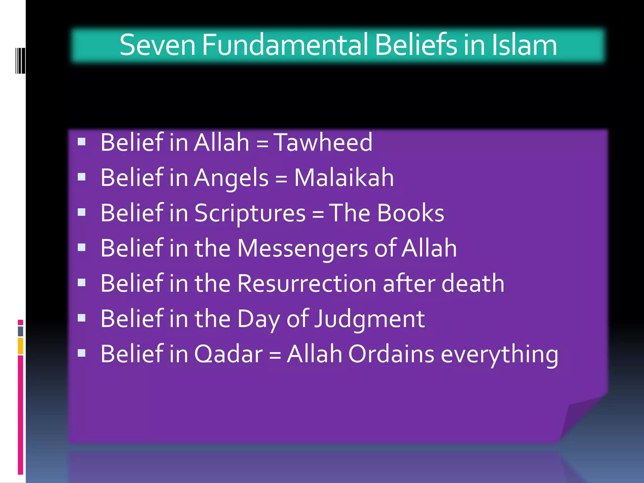 Muslim = one who submits to the guidance of Allah.