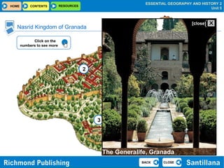 Reconstruction of  the Alhambra Palace 1 2 3 Nasrid Kingdom of Granada Click on the  numbers to see more The Generalife, Granada X [close] 