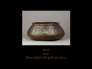 Bowl Iran Brass inlaid with gold and silver 