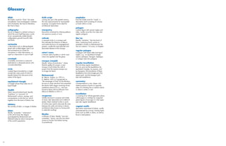 Glossary

     Allah                                        Kuﬁc script                                 omphalos
     the Arabic word for “God,” the same          coming into use in the seventh century,     from the Greek word for “navel,” a
     monotheistic God worshipped in Judaism       this was used primarily for monumental      decorative motif consisting of a bump
     and Christianity, the God of Abraham,        purposes, its angular forms ideal for       or knob within a circle
     the God of Jesus                             architectural decoration
                                                                                              polygon
     calligraphy                                  marquetry                                   a plane ﬁgure with several angles and
     the art of elegant or stylized writing in    decoration achieved by inlaying patterns    sides, usually more than four (see also
     which the word itself becomes a work         into precious woods or ivory                regular polygon)
     of art: exceptionally skilled Muslim
     calligraphers gained honorific titles        mihrab                                      Qur’an
     and fame                                     a recessed niche in a mosque wall           literally “recitation,” the holy book of
                                                  that indicates the direction of Mecca       Islam, containing God’s words as
     cartouche                                    and marks the focus of congregational       revealed in Arabic to Muhammad; the
     a decorative oval or oblong-shaped           prayers, usually the most adorned and       Qur’an contains 114 suras, or chapters
     panel with scrolled edges used in art        decorated element of the mosque
     and architecture as a base for                                                           regular polygon
     inscriptions or other decorations, or        mina’i ware                                 a polygon with equal sides and equal
     used as a decoration in and of itself        a Persian style of pottery in which most    angles, e.g., an equilateral triangle,
                                                  colors are applied over the glaze           square, pentagon, hexagon, heptagon,
     cenotaph                                                                                 or octagon (see also polygon)
     a tomblike monument or memorial              mosque (masjid)
     dedicated to a deceased person who           literally “place of prostration,” where     regular tessellation
     is buried elsewhere                          Muslims gather for prayer; a new            the only three regular tessellations
                                                  mosque is built where the calls to          that can exist are the tessellations by
     circle                                       prayer from the nearest mosque can          equilateral triangles, by squares, and
     a plane figure bounded by a single           no longer be heard                          by hexagons; the boundaries of these
     curved line, every point of which is                                                     tessellations form the triangle grid, the
     equally distant from the point at the        Muhammad                                    square grid, and the hexagon grid
     center of the figure                         (b. Mecca, Arabia, ca. 570 A.D.,            (see also tessellation)
                                                  d. Medina, 632 A.D.) recognized as
     equilateral triangle                         ”the messenger of God” by the Muslims,      symmetry
     a triangle whose three sides are of          he was an Arab merchant who preached        correspondence in size, shape, and
     equal length                                 the Islamic faith, began receiving divine   relative position of parts on opposite
                                                  revelations about 610 A.D., and was         sides of a dividing line or medium plane
     Hadith                                       forced to leave with his followers from     or about a center or axis
     Islam’s second holiest book, literally       Mecca to Medina in 622 A.D.
     “traditions” or “accounts” of                                                            tessellation
     Muhammad’s actions, sayings, and             muqarnas                                    a covering of an inﬁnite geometric plane
     commentaries on the Qur’an, which            initially structural in purpose and made    without gaps or overlaps by congruent
     together form the basis of Islamic law       of stone, later decorative and crafted of   plane ﬁgures of one type or a few types
                                                  plaster, these clustered niches or parts    (see also regular tessellation)
     idolatry                                     of niches were used to decorate the area
     the worship of idols, or images of deities   between the walls and dome in Islamic       vegetal motifs
                                                  architecture (also known as honeycomb       decoration reminiscent of plants, usually
     Islam                                        or stalactite vaulting)                     characterized by curving, twisting linear
     literally “surrender,” “submission”                                                      forms such as stalks or stems, as well as
     to the will of God; the religion             Muslim                                      ﬂoral or leaf patterns
     promulgated by Muhammad and                  a follower of Islam, literally “one who
     followed today by about one-quarter          surrenders,” hence, one who has direct
     of the world’s population                    access to his/her God (Islam having
                                                  no priesthood)




46
 
