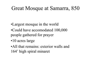 Built by 'Abd al-Rahman I, who escaped from Syria to the Iberian Peninsula after his family was massacred by a rival political dynasty circa 750 by he Abassid revolt.  Only surviving member of the Ummayyad dynasty. – 800 family members massacred at peace banquetConsecrated as a Christian Cathedral in 1236 by Ferdinand III, king of Castille