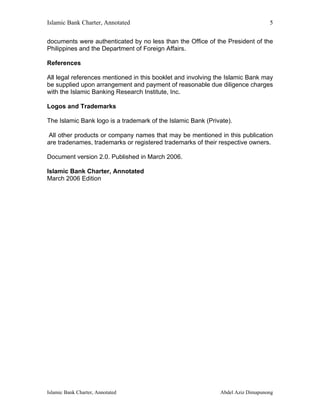 Islamic bank charter annotated | PDF