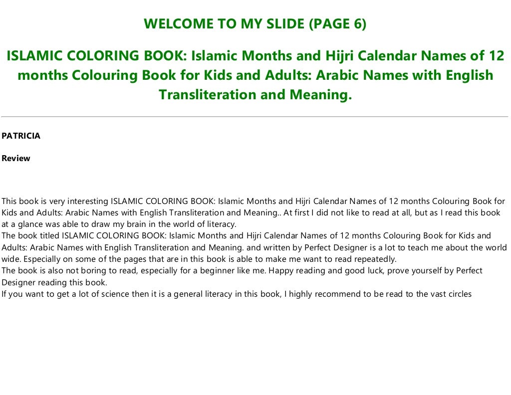 DOWNLOAD E.B.O.O.K.>* ISLAMIC COLORING BOOK Islamic Months and Hijri