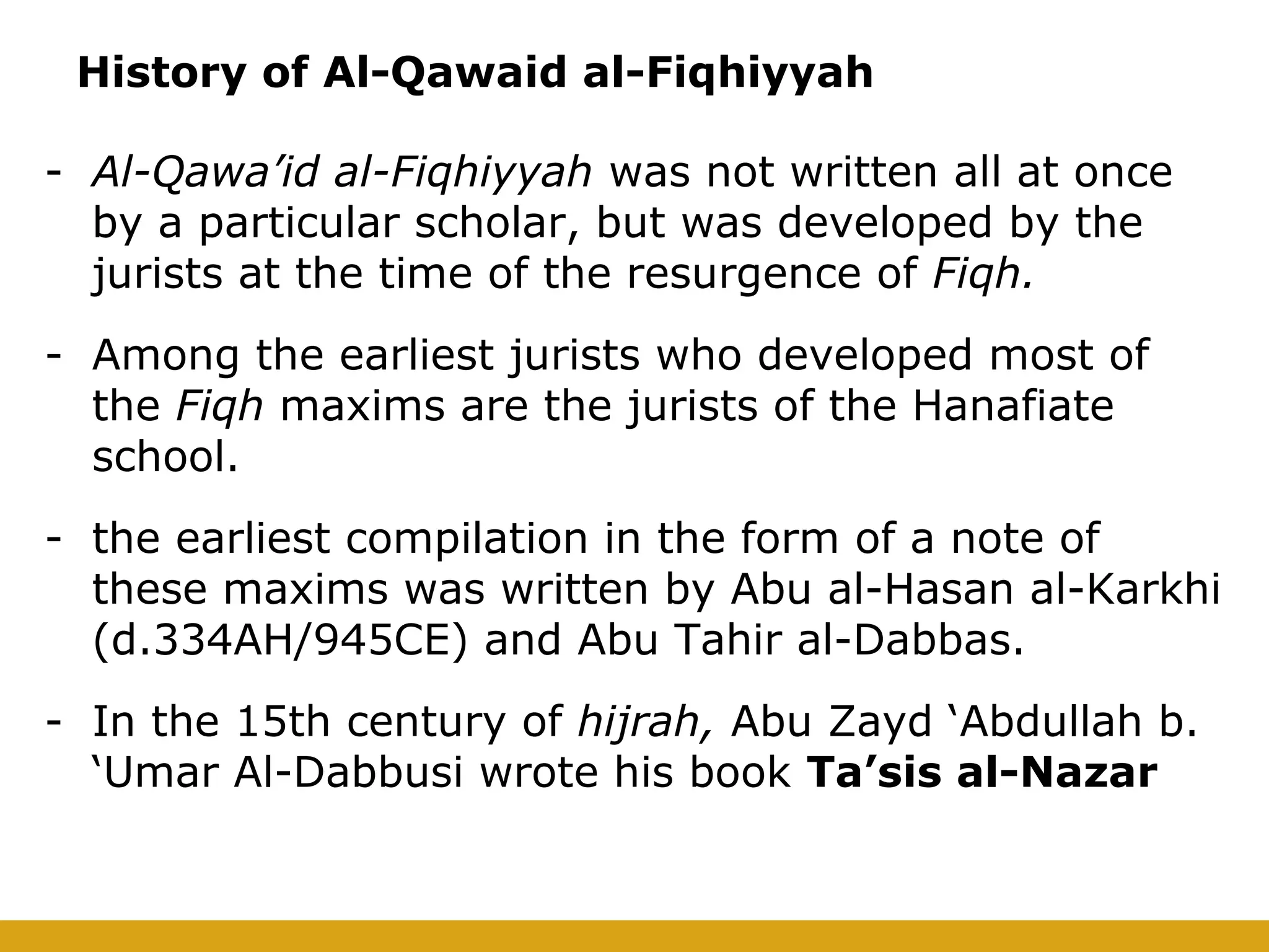 Islamic Legal Maxims Qawaid Fiqhiyyah Ppt