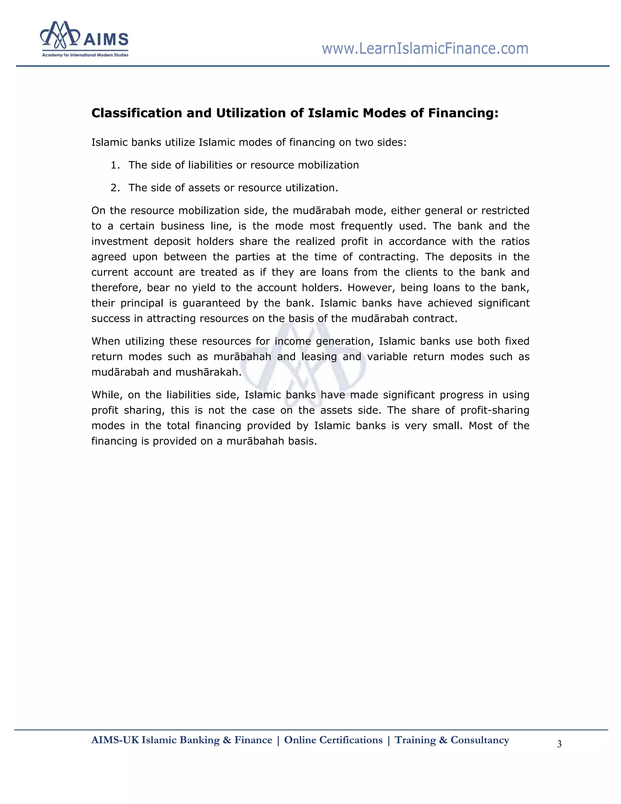 Islamic modes of finance PDF