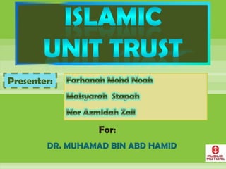 Presenter:



                 For:
        DR. MUHAMAD BIN ABD HAMID
 