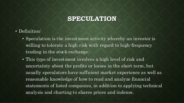 speculation stock market meaning