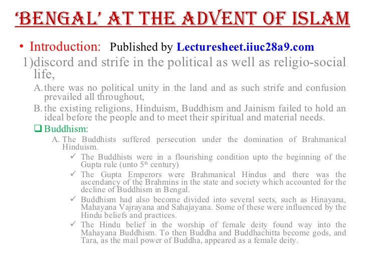 Advent Of Islam In Bengal