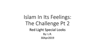 Islam In Its Feelings:
The Challenge Pt 2
Red Light Special Looks
By: L.R.
30Apr2019
 