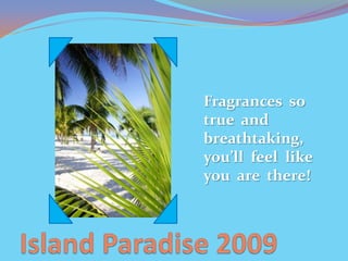 Fragrances so
true and
breathtaking,
you’ll feel like
you are there!
 