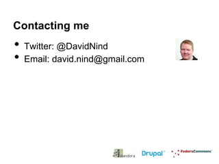 Contacting me

•
•

Twitter: @DavidNind
Email: david.nind@gmail.com

 