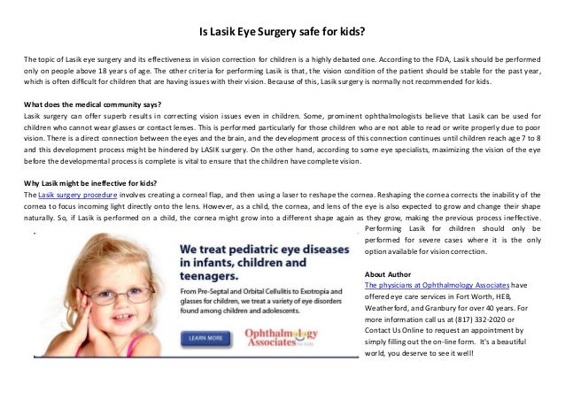 Is Lasik Eye Surgery safe for kids?