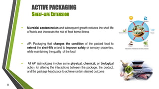 ACTIVE PACKAGING
SHELF-LIFE EXTENSION




AP: Packaging that changes the condition of the packed food to
extend the shel...