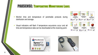 PAKSENSE: TEMPERATURE MONOTORING LABEL
 Monitor time and temperature of perishable products during
distribution and stora...