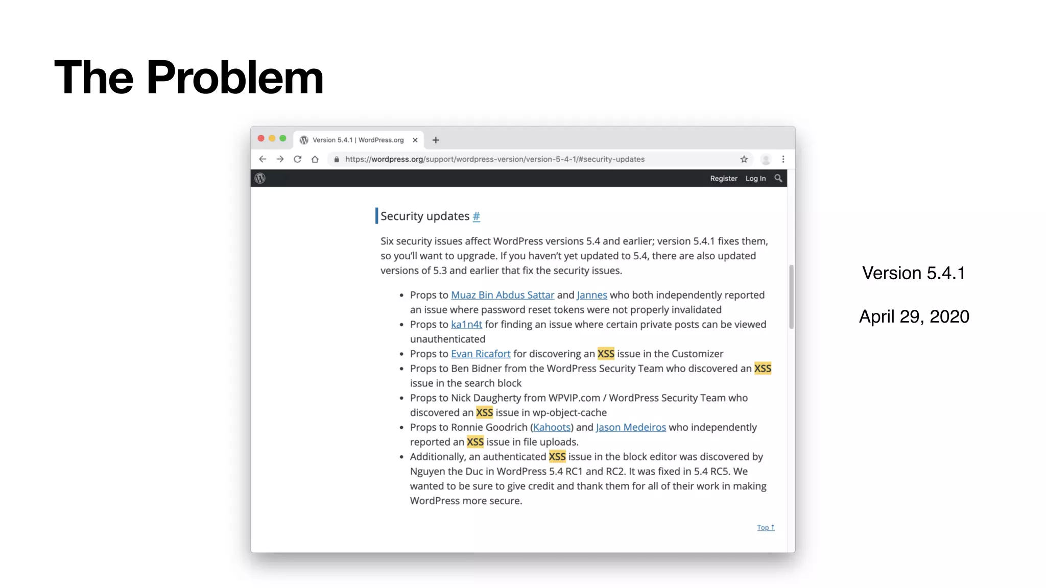 The Problem
Version 5.4.1
April 29, 2020
 