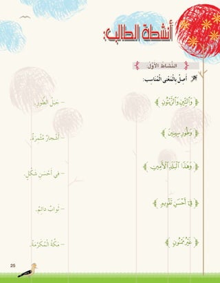 25
:‫ب‬ ِ‫ا�س‬َ‫ن‬ُ‫م‬ْ‫ل‬‫ا‬ ‫نى‬ْ‫ع‬َ‫م‬ْ‫ل‬‫ِا‬‫ب‬ ُ‫ل‬ ِ‫�ص‬َ‫أ‬� 
:ُ‫ل‬َّ‫و‬َ‫أ‬‫ل‬‫ا‬ ُ‫َّ�شاط‬‫ن‬‫ال‬
.ِ‫ور‬ ُّ‫الط‬ ُ‫ل‬َ‫ب‬ َ‫ج‬ -
.ٌ‫ة‬َ‫ر‬ ِ‫م‬ْ‫ث‬ُ‫م‬ ٌ‫جار‬ْ‫ش‬�َ‫أ‬� -
. ٍ‫ل‬ ْ‫ك‬ َ‫�ش‬ ِ‫ن‬ َ‫�س‬ ْ‫ح‬َ‫أ‬� ‫في‬ -
.ٌ‫م‬ِ‫ئ‬‫دا‬ ٌ‫واب‬َ‫ث‬ -
.ُ‫ة‬َ‫م‬َّ‫ر‬ َ‫ك‬ُ‫م‬ْ‫ل‬‫ا‬ ُ‫ة‬ َّ‫ك‬َ‫م‬ - ‫ﱪ‬‫ﭯ‬‫ﭮ‬‫ﱫ‬
‫ﱪ‬‫ﭙ‬‫ﭘ‬‫ﭗ‬‫ﱫ‬
‫ﭕﱪ‬‫ﭔ‬‫ﱫ‬
‫ﱪ‬‫ﭒ‬‫ﭑ‬‫ﱫ‬
‫ﱪ‬‫ﭠ‬‫ﭟ‬‫ﭞ‬‫ﱫ‬
 