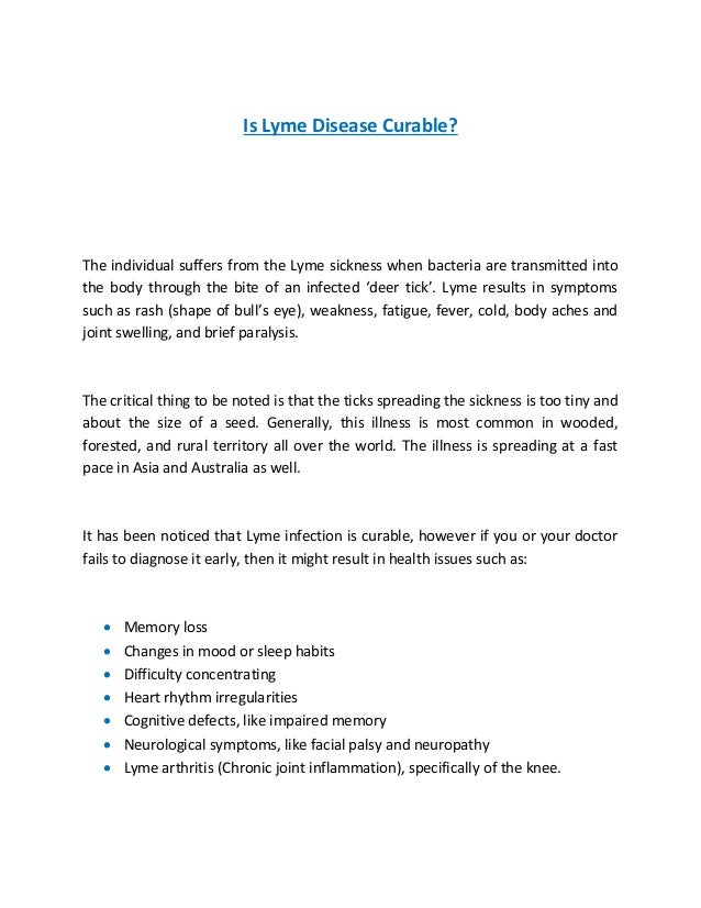 Is lyme disease curable