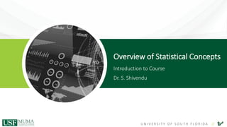 U N I V E R S I T Y O F S O U T H F L O R I D A //
Overview of Statistical Concepts
Introduction to Course
Dr. S. Shivendu
 