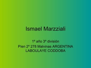 Ismael Marzziali 1º año 3º división Píen 2º 278 Malvinas ARGENTINA LABOULAYE CODDOBA 