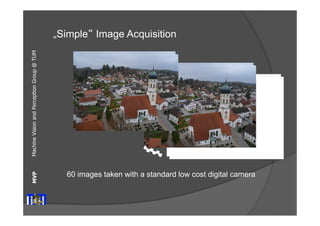 Machine Vision and Perception MVP Group @ TUM 
„Simple“ Image Acquisition 
60 images taken with a standard low cost digital camera 
 