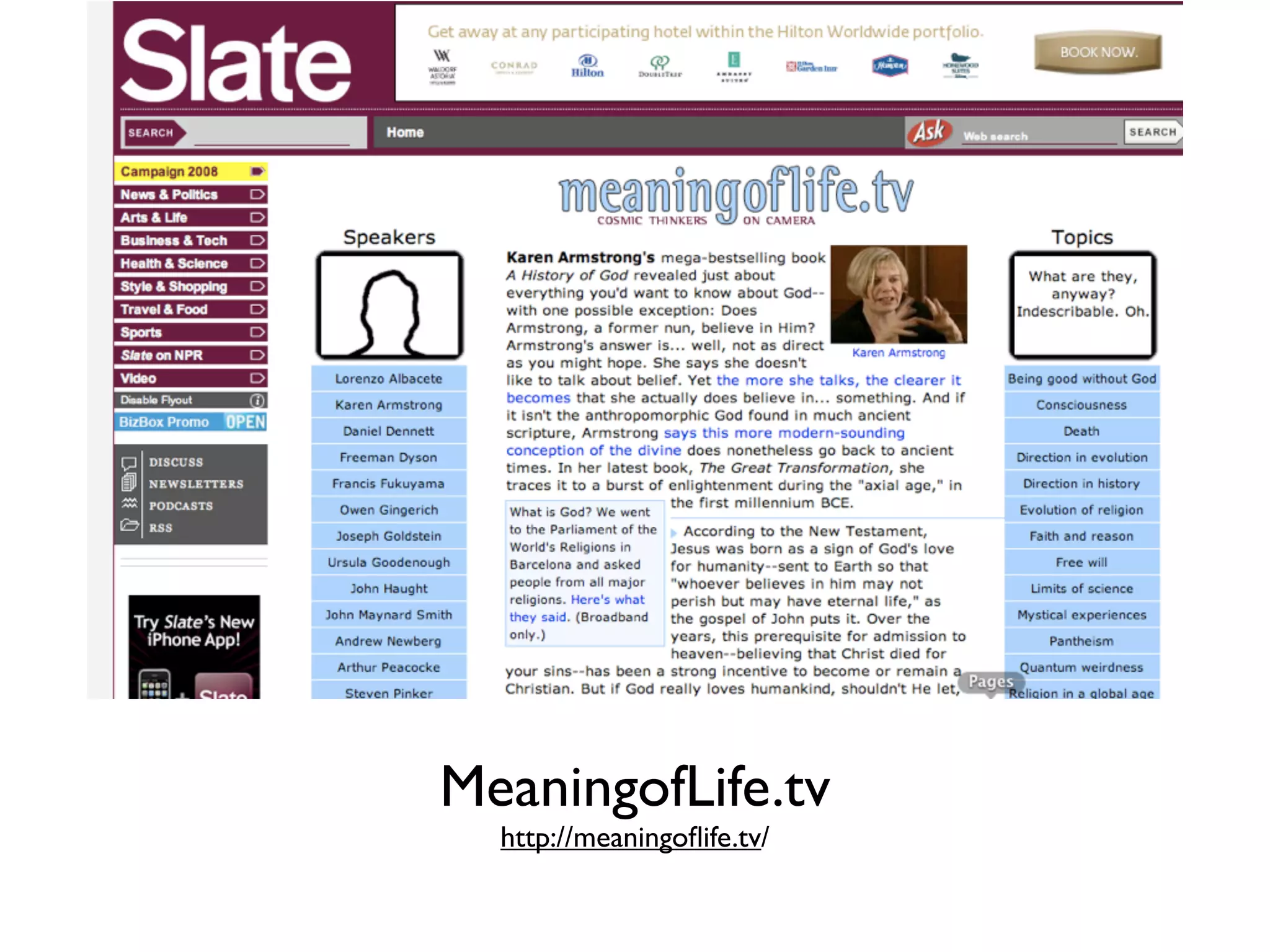 MeaningofLife.tv
  http://meaningoﬂife.tv/
 