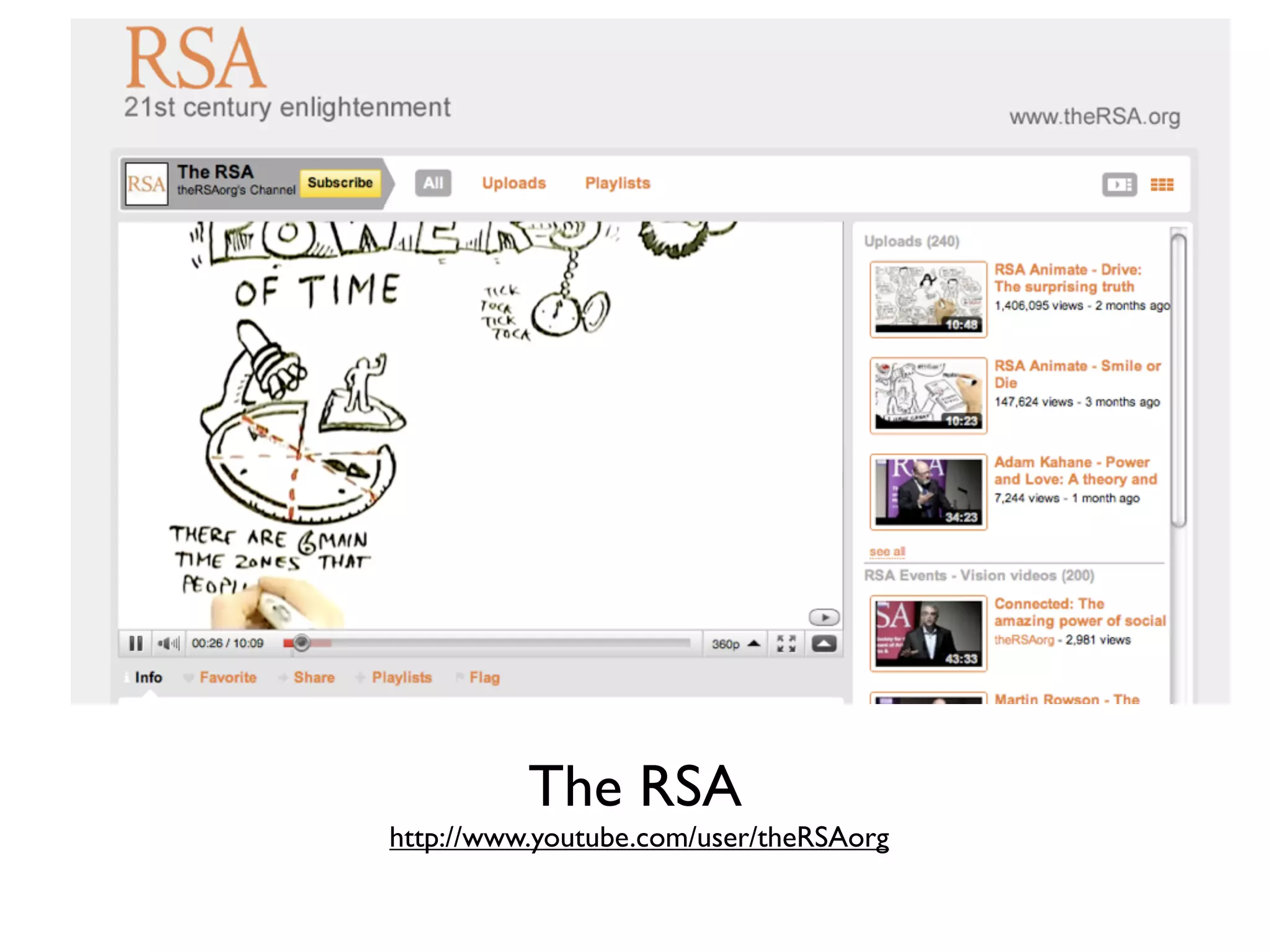 The RSA
http://www.youtube.com/user/theRSAorg
 