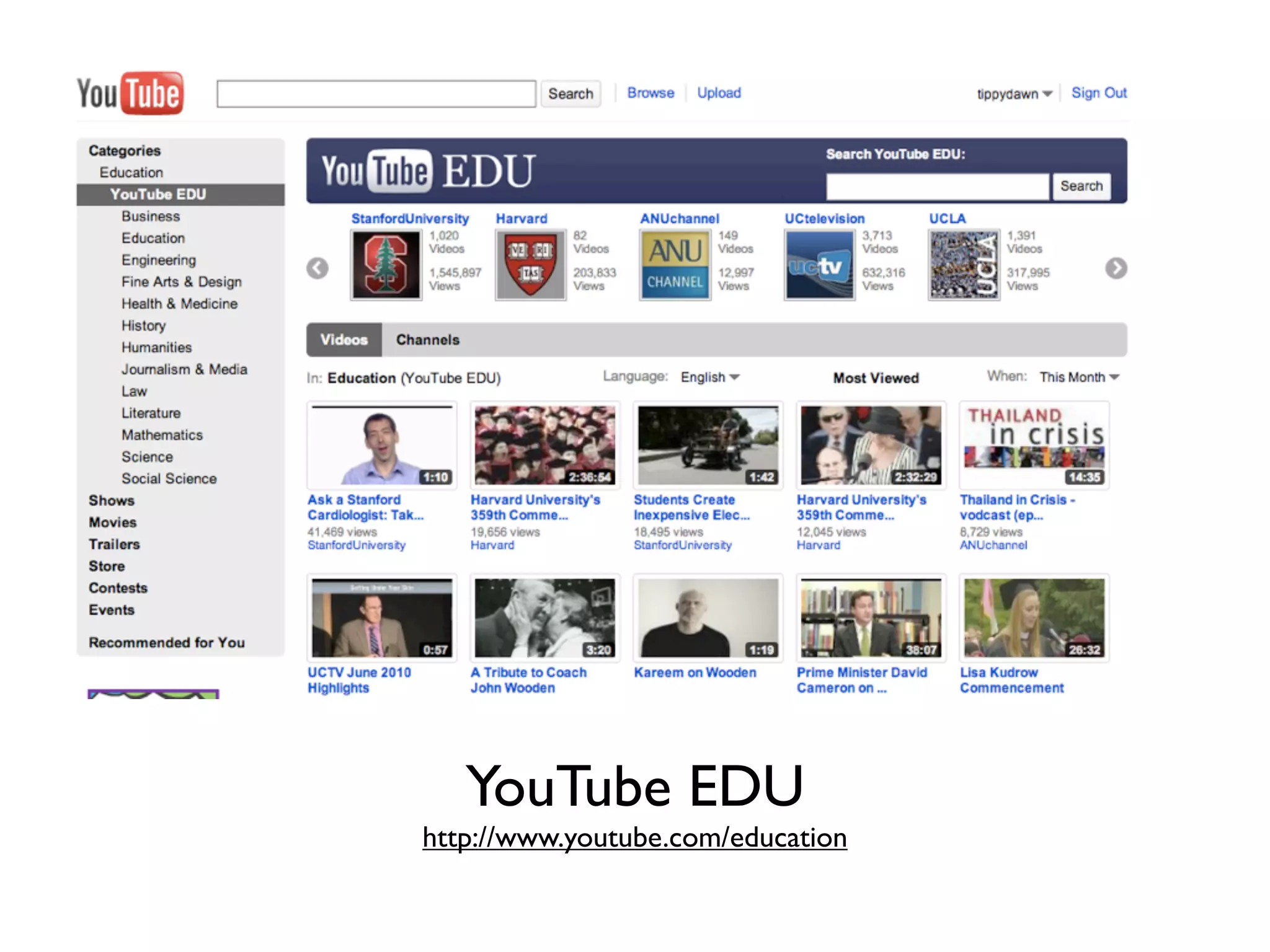 YouTube EDU
http://www.youtube.com/education
 