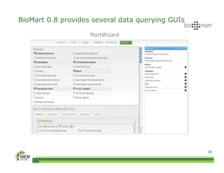 BioMart 0.8 provides several data querying GUIs

                    MartWizard




                                                  10
 