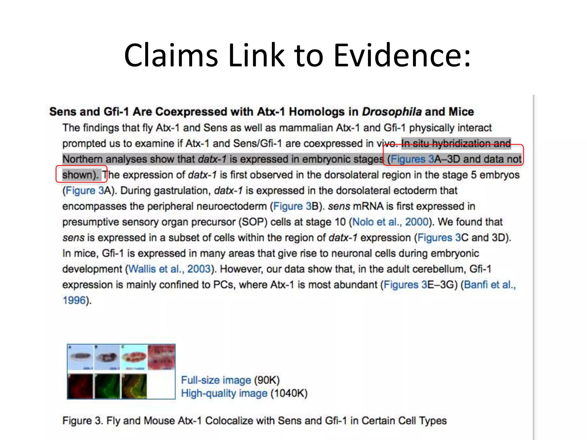 Claims Link to Evidence:
 