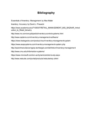 Inventory Management system at big bazaar | DOCX