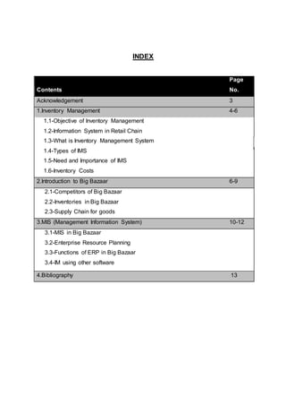 Inventory Management system at big bazaar | DOCX