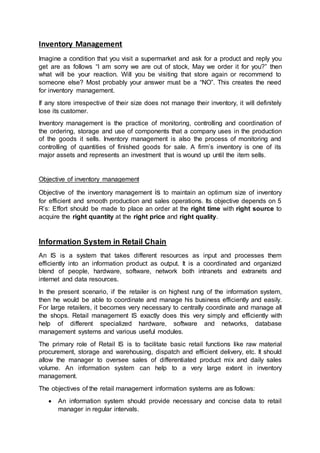 Inventory Management system at big bazaar | DOCX