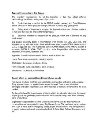 Inventory Management system at big bazaar | DOCX