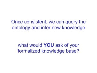 Knowledge discovery and retrieval

 • All queries are of the form:
  o   Query class: Y
  o   List all subclasses (and des...