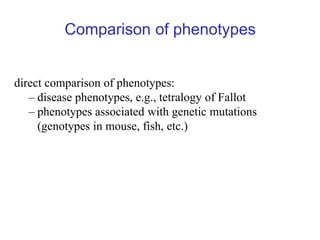 Comparison of phenotypes


When the phenotype annotation of a genotype becomes a
subclass of a disease phenotype, then we ...