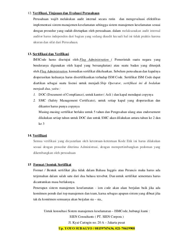 di kapal sertifikat dokumen 5 KONSULTAN ISMCODE CONSULTANT  MANAGEMENT SAFETY