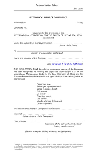Interim Code Rights Agreement Example INTERNATIONAL SAFETY MANAGEMENT CODE.PDF